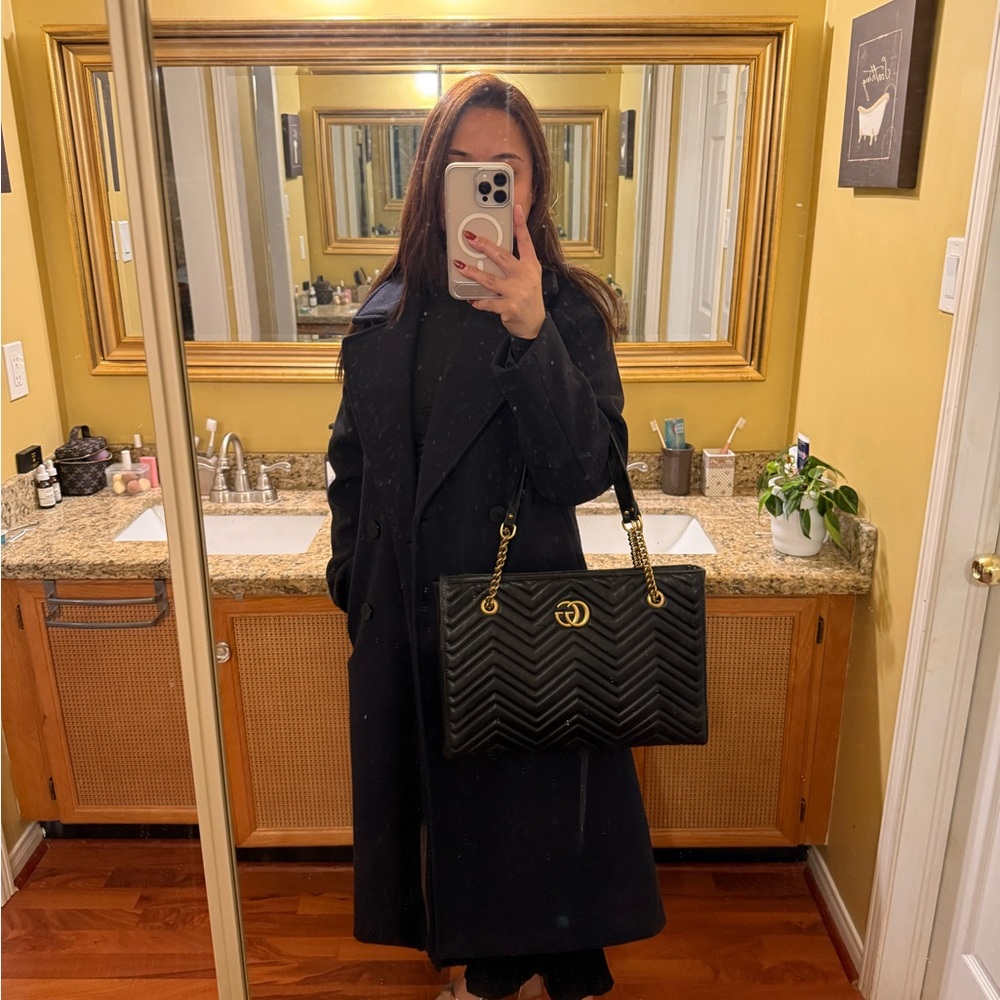 Black Chevron Quilted Shoulder Bag
